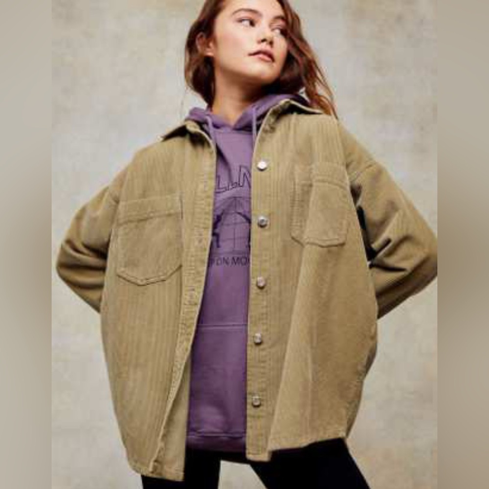 Topshop cord shirt in khaki